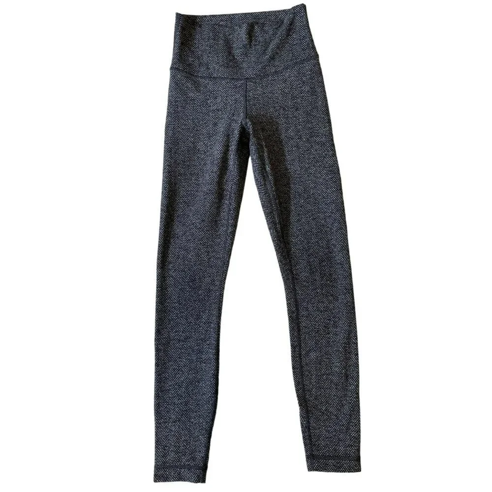Lululemon High Time Pant High Rise 7/8 Length Black Herringbone Women's Size 4 - Picture 2 of 6